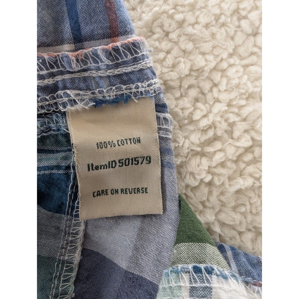 LL Bean Medium Madras Print Button Up Long Sleeve Patchwork Pattern Closet Pick - Picture 7 of 8
